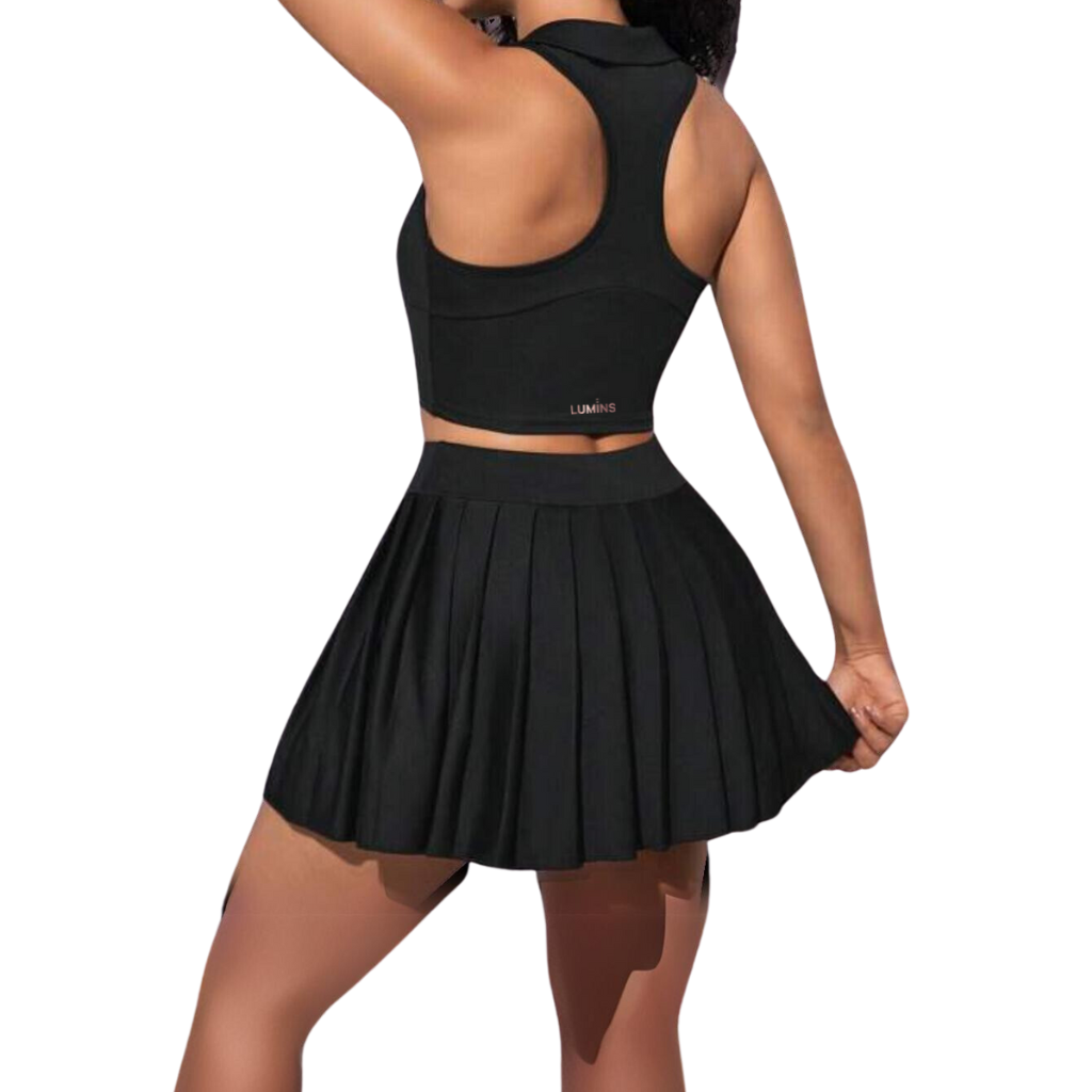 Conjunto deportivo • Falda faralada + top con cuello