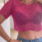Top | Mangas apliques fucsia