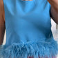 Camisa | Sin mangas con plumas azul