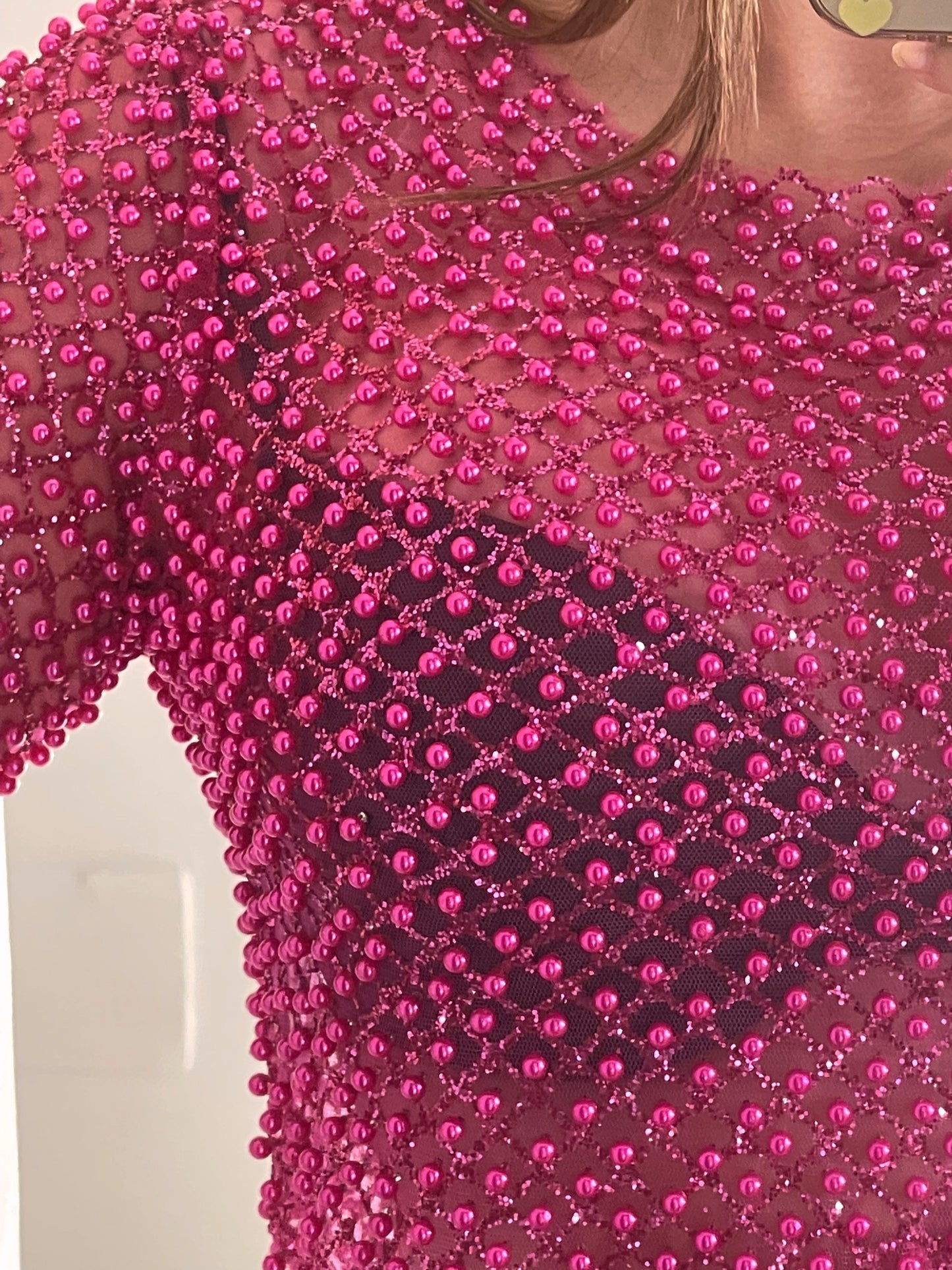 Top | Mangas apliques fucsia